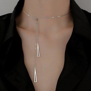 *NEW 925 Sterling Silver Triangle Drop Necklace